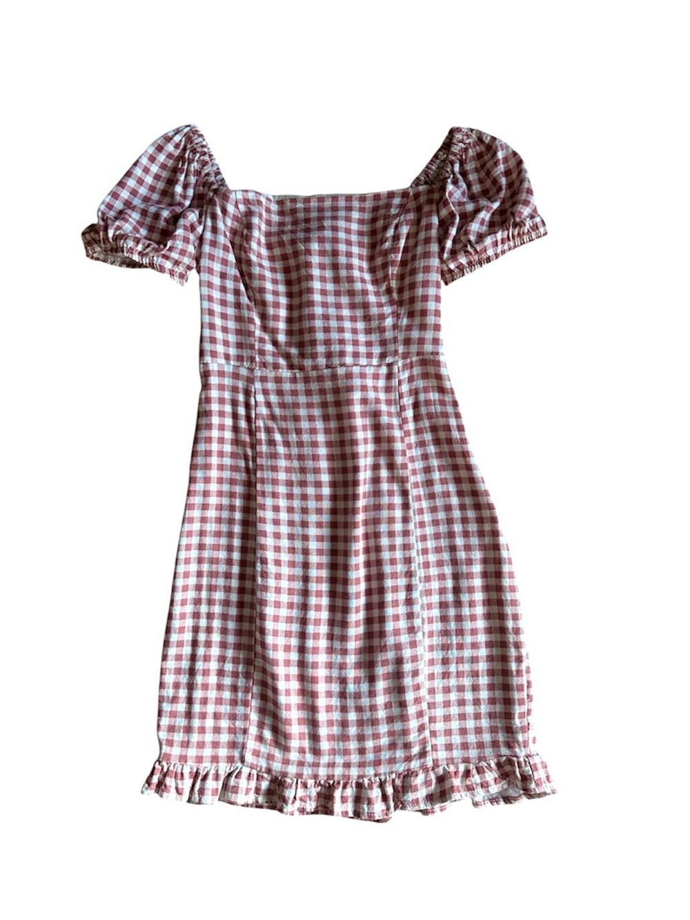 Ardene Pink Gingham Puff Sleeve Dress